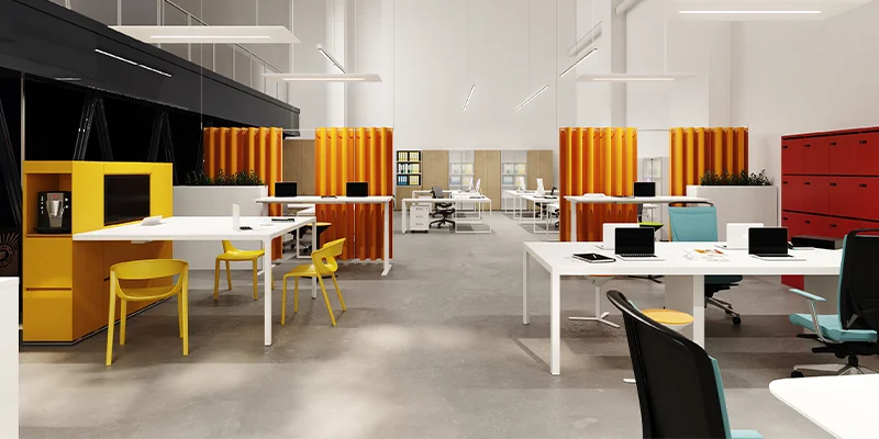 Spazio coworking con angolo break