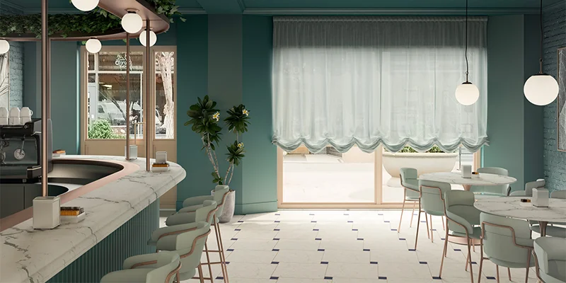 Soluzione con tende decorative