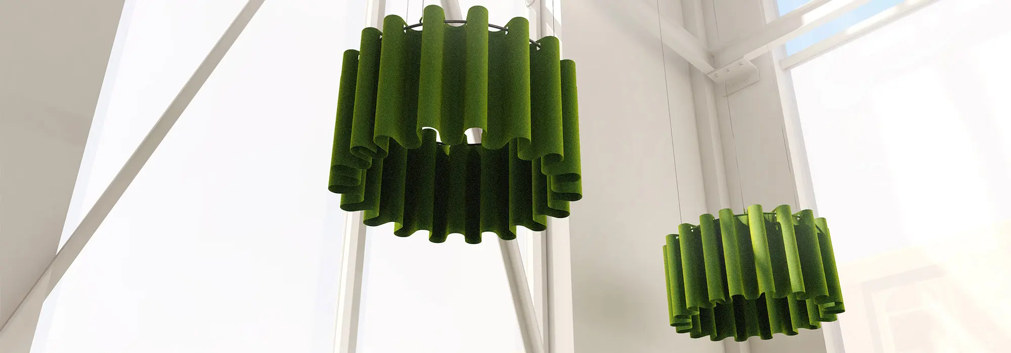 Dettaglio lampadari in materiale fonoassorbente