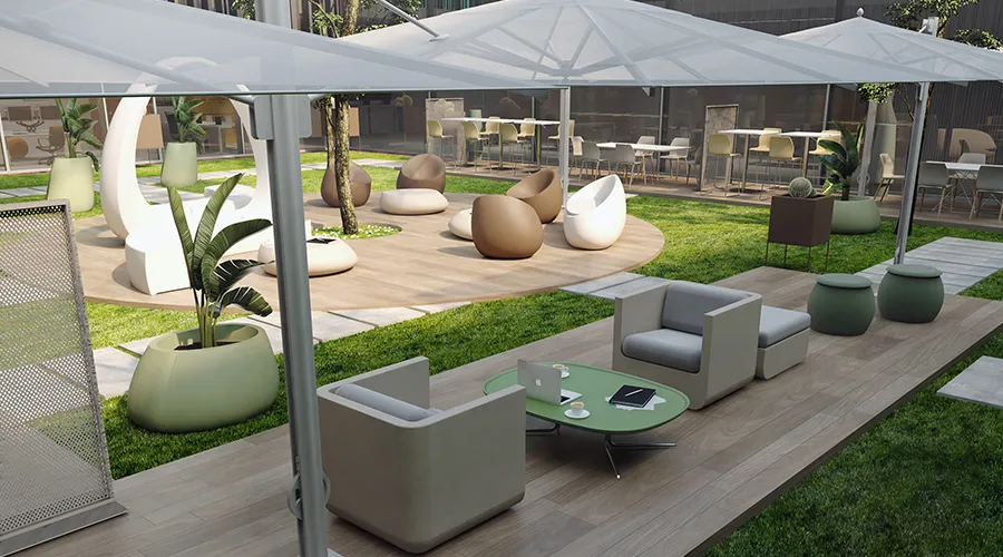 Valorizzare le aree comuni all'esterno con mondoffice m'arreda
