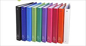 Exacompta Iderama Raccoglitore ad anelli, A4, Dorso 4 cm, Capacità 275 fogli, Cartone rivestito in PPL, Colori assortiti