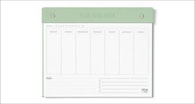 LETTS OF LONDON Planner settimanale non datato Linea Conscious, 25 x 20 cm, Salvia