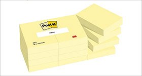 Post-it® Foglietti riposizionabili, 38 x 51 mm, Blocchetti da 100 fogli, Giallo Canary™ (confezione 12 blocchetti)