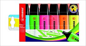 STABILO BOSS® Evidenziatore ORIGINAL, Punta a scalpello, Tratto 2-5 mm, Colori Assortiti (confezione 6 pezzi)