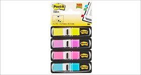 Post-it® Index Segnapagina riposizionabili Mini, 12 x 43,2 mm, Dispenser da 35 foglietti, Colori assortiti Fluo (confezione 4 pezzi)