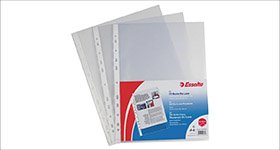 ESSELTE Busta a foratura universale De Luxe, 22 x 30 cm (A4), PPL, Spessore Medio Alto, Finitura Liscia, Trasparente (confezione 50 pezzi)