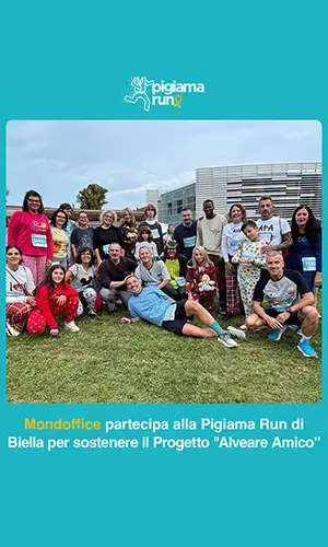 Mondoffice sostiene il progetto "Alveare amico" sponsorizzando la pigiama run di Biella